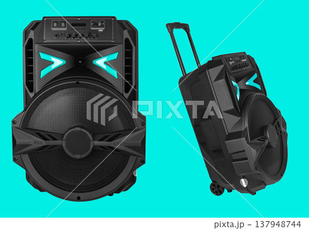 acoustic system, acoustic speakers, on a blue background acoustic system, acoustic speakers, on a blue background 137948744