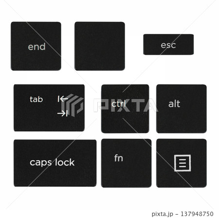 function keys from a computer keyboard, on a white background 137948750