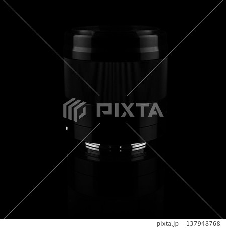 camera lens on a black background isolated camera lens on a black background isolated 137948768
