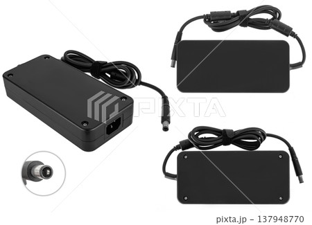 laptop power adapter, laptop accessory, isolated on white background 137948770