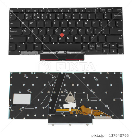 Keyboard for laptop, view from two sides, on a white background 137948796