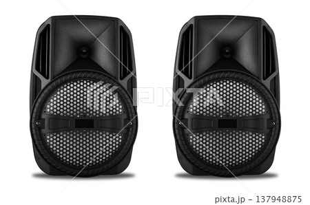 acoustic sound system, speakers, on a white background 137948875