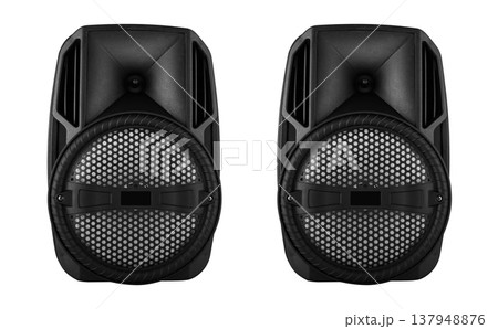 acoustic sound system, speakers, on a white background 137948876