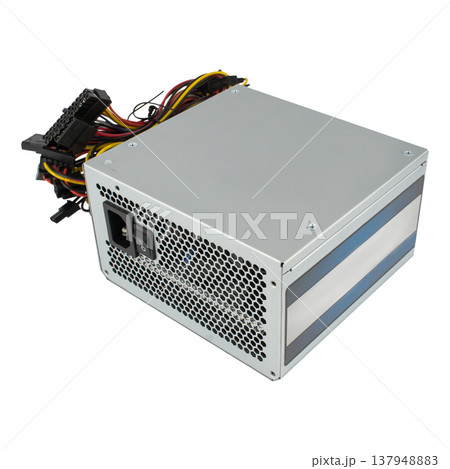 power supply for a computer, a spare part for a computer, on a white background power supply for a computer, a spare part for a computer, on a white background 137948883
