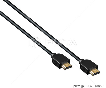 two HDMI connectors with cable, on a black background two HDMI connectors with cable, on a black background 137948886