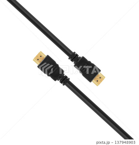 cable with HDMI connector, on a white background cable with HDMI connector, on a white background 137948903