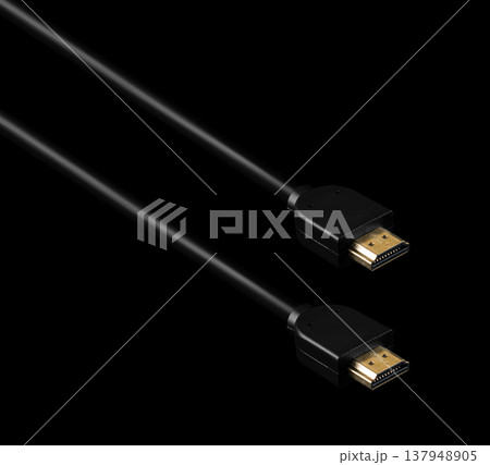 cable with HDMI connector, on a black background 137948905