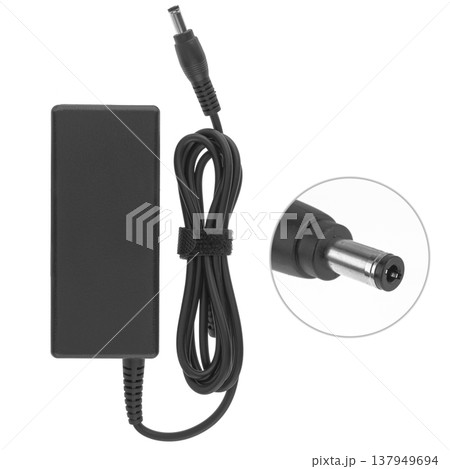 laptop power adapter, computer accessory, on white background laptop power adapter, computer accessory, on white background 137949694