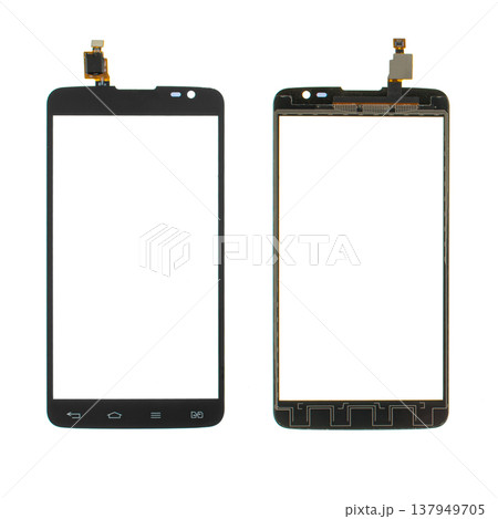 touchscreen for phone, spare part for phone, isolated on white background touchscreen for phone, spare part for phone, isolated on white background 137949705