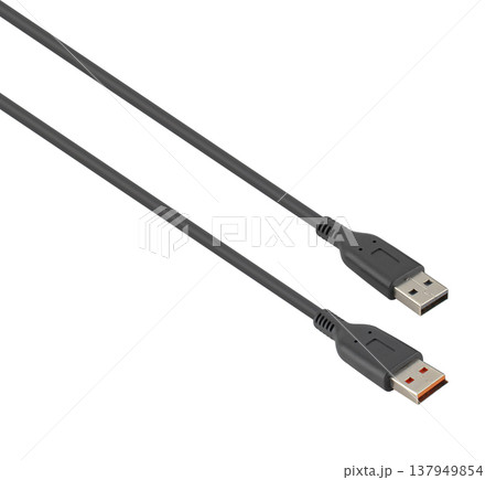 cable with USB connector, black, isolated on white background cable with USB connector, black, isolated on white background 137949854