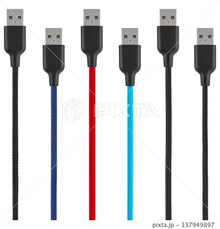 cable with USB connector, on white background 137949897