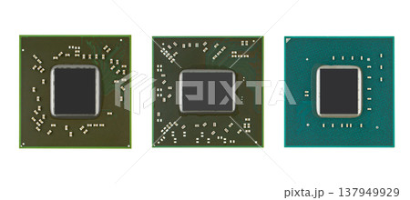videochip, microcircuit for a computer, on a white background in isolation videochip, microcircuit for a computer, on a white background in isolation 137949929