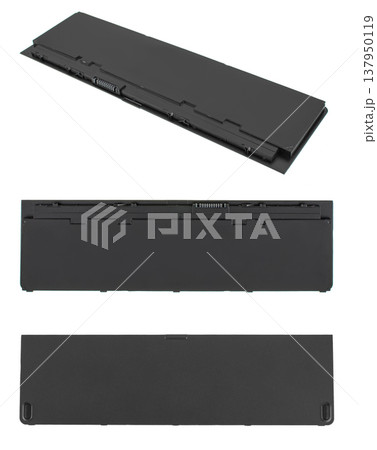 battery for a laptop, a spare part for a computer, on a white background battery for a laptop, a spare part for a computer, on a white background 137950119