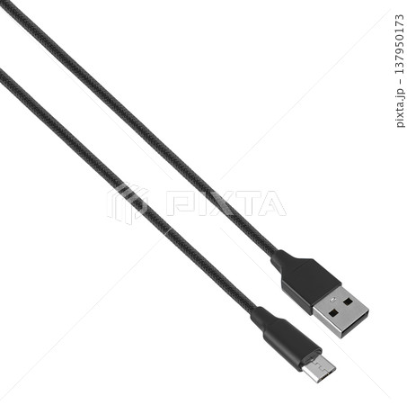 cable with USB connector, microUSB, on white background 137950173