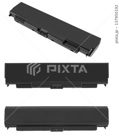 battery for a laptop, a spare part for a computer, on a white background battery for a laptop, a spare part for a computer, on a white background 137950192