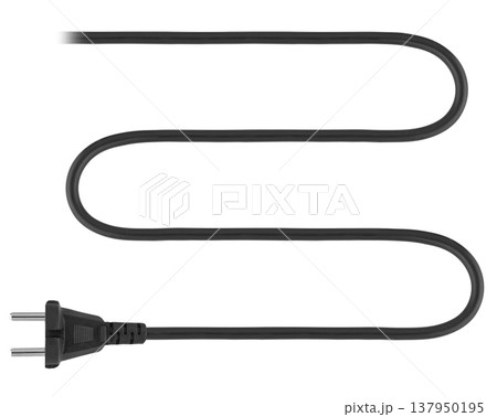 cable with a plug from the mains, on a white background cable with a plug from the mains, on a white background 137950195