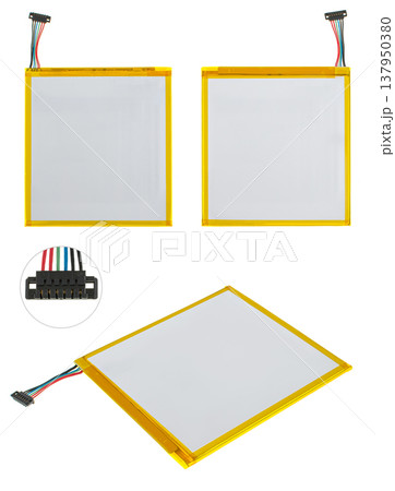 battery for the phone, a spare part for the phone, on a white background battery for the phone, a spare part for the phone, on a white background 137950380