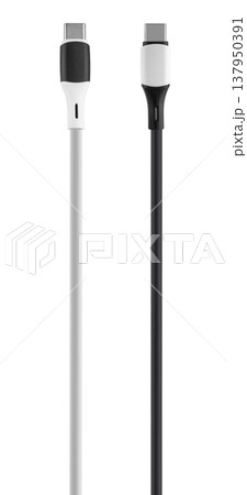 cable with Type-C connector, on white background 137950391