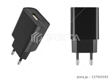 power adapter for phone tablet, on white background 137950393
