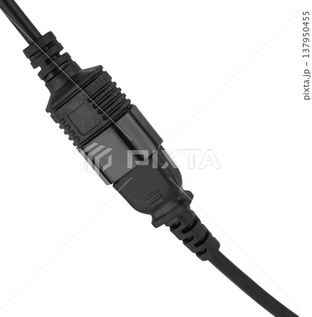 computer cord C13-C14, on a white background in an insulator computer cord C13-C14, on a white background in an insulator 137950455