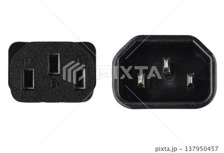 connectors C13-C14, on a white background in an insulator connectors C13-C14, on a white background in an insulator 137950457