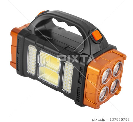 LED hand lantern, on a white background in insulation LED hand lantern, on a white background in insulation 137950792