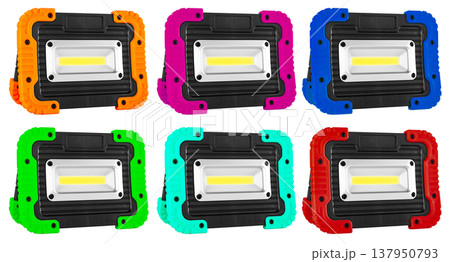 LED spotlight with stand, on a white background in insulation LED spotlight with stand, on a white background in insulation 137950793