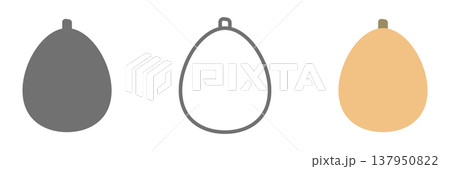 びわアイコンセット 白黒・線画・カラー びわアイコンセット 白黒・線画・カラー 137950822