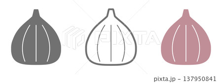 いちじくアイコンセット 白黒・線画・カラー 137950841