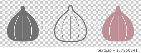 いちじくアイコンセット 白黒・線画・カラー 137950841