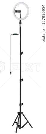 LED selfies lamp with tripod, white background in insulation 137950954