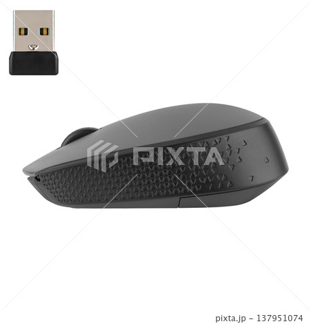 Wireless optical mouse for computer, white background in isolation 137951074
