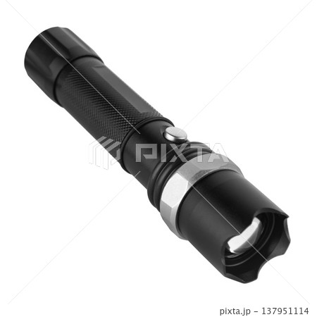 Hand-held LED flashlight, white background in insulation 137951114