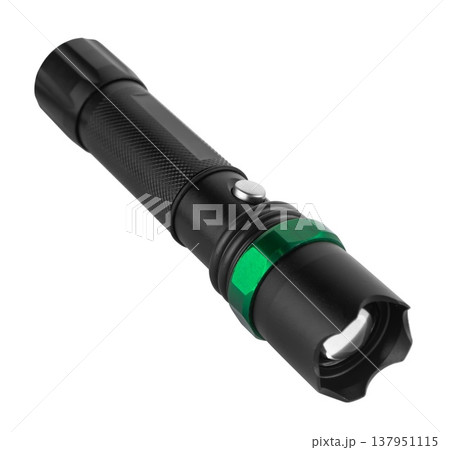 Hand-held LED flashlight, white background in insulation 137951115