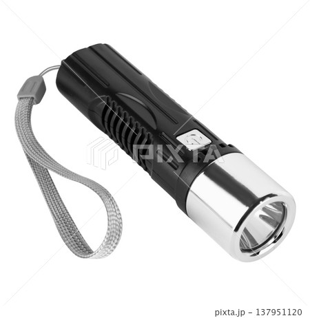 Hand-held LED flashlight, white background in insulation 137951120