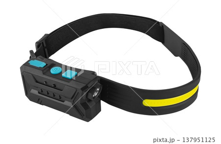 LED flashlight, headlamp, white background in insulation LED flashlight, headlamp, white background in insulation 137951125