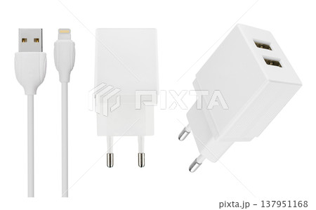 power adapter for phone tablet, on white background 137951168
