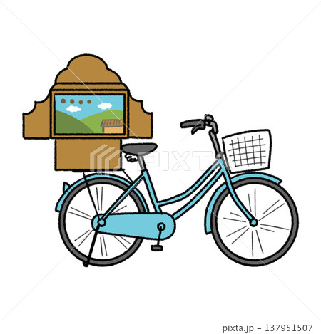 紙芝居と自転車のシンプルイラスト 137951507