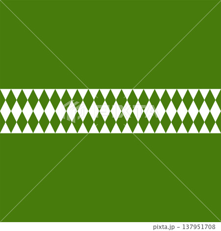 Seamless background with a horizontal border stripe of green and white geometric diamond shapes. 137951708