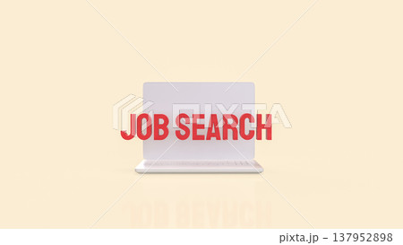 Job Search Text Emerging From Laptop Screen Online Career Recruitment Concept 3d render. Job Search Text Emerging From Laptop Screen Online Career Recruitment Concept 3d render. 137952898