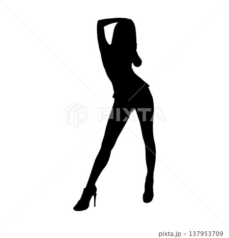 セクシーな女性のシルエットポーズ セクシーな女性のシルエットポーズ 137953709