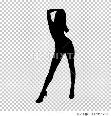 セクシーな女性のシルエットポーズ セクシーな女性のシルエットポーズ 137953709