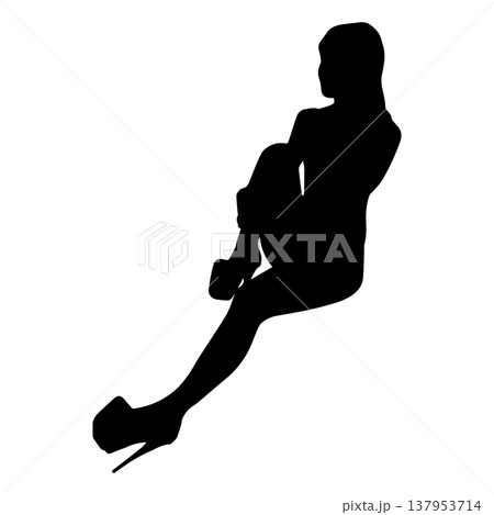 セクシーな女性のシルエットポーズ セクシーな女性のシルエットポーズ 137953714