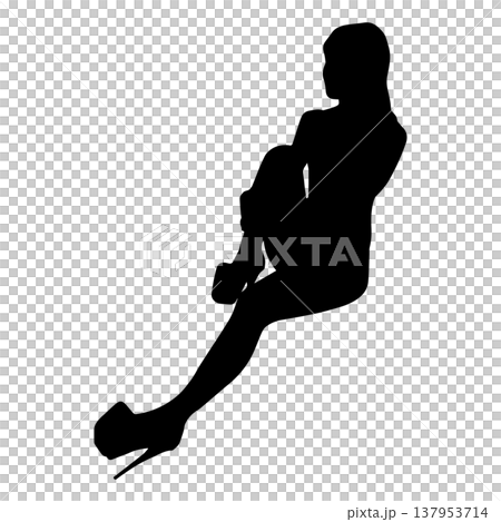 セクシーな女性のシルエットポーズ セクシーな女性のシルエットポーズ 137953714