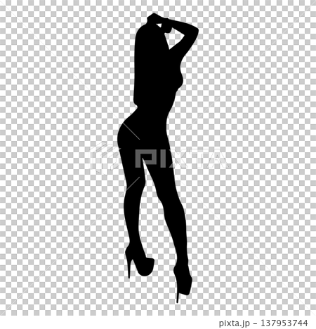 セクシーな女性のシルエットポーズ 137953744
