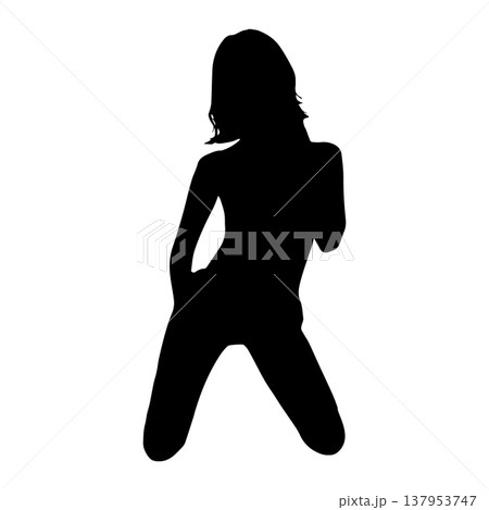 セクシーな女性のシルエットポーズ セクシーな女性のシルエットポーズ 137953747