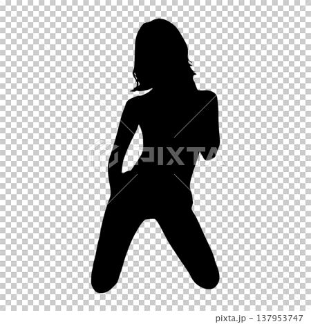 セクシーな女性のシルエットポーズ セクシーな女性のシルエットポーズ 137953747