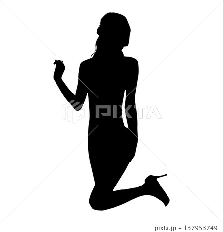 セクシーな女性のシルエットポーズ セクシーな女性のシルエットポーズ 137953749
