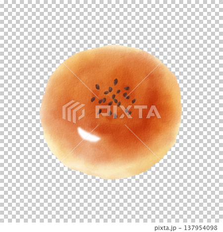 紅豆麵包（甜豆泥麵包），手繪水彩風格。 137954098