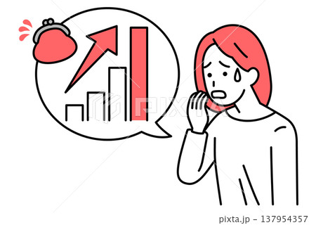 物価高騰で動揺する若い女性 137954357